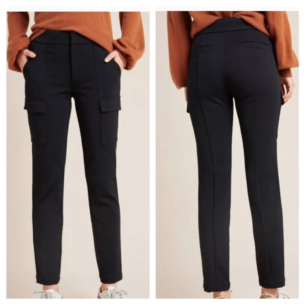 Anthropologie The Essential Knit Cargo Pants Black Women's size 0